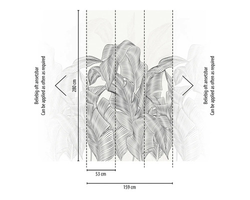 Afmetingen van een fotobehang met bladerenmotief