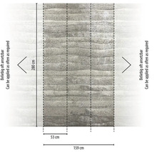 Afmetingen van een grijs vliesbehang met steenmotief