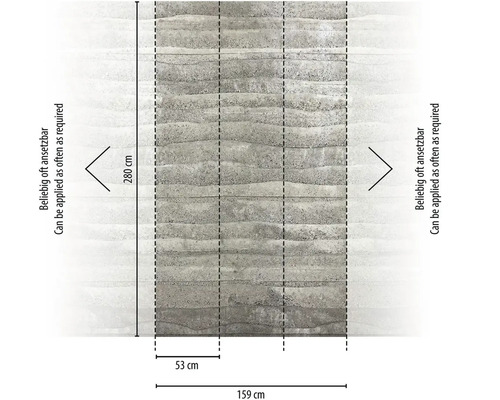Afmetingen van een grijs vliesbehang met steenmotief