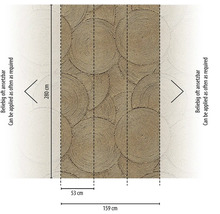 Behang met cirkelpatroon en afmetingen