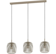 Hanglamp met drie lampen en lampenkappen in kooilook