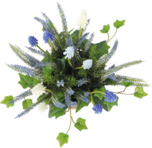 Bloemstuk met diverse kunstbloemen en bladeren