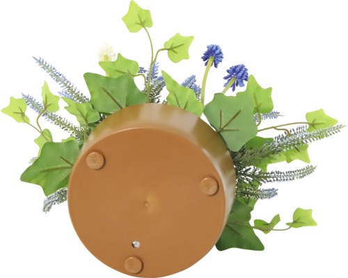 Onderaanzicht van een bloempot met kunstplanten