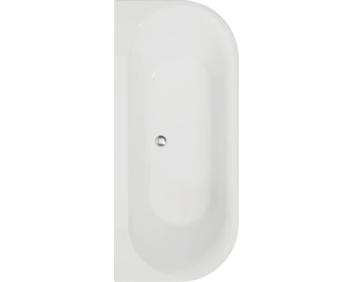 OTTOFOND Half vrijstaand ligbad Mirador 180x80 cm wit Bovenaanzicht van een ligbad met afvoer