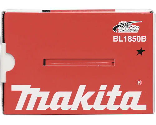 Verpakking voor Makita accu BL1850B, 18 Volt, 5,0 Ampère-uur Lithium-Ion, Makita Logo.