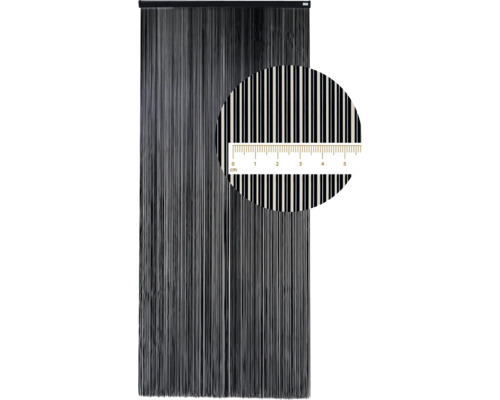 Zwart draadgordijn met maatindicatie