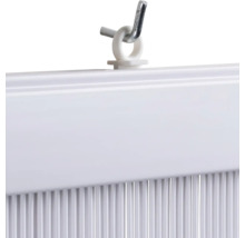 Gedetailleerd aanzicht van een lamellengordijn met ophanging