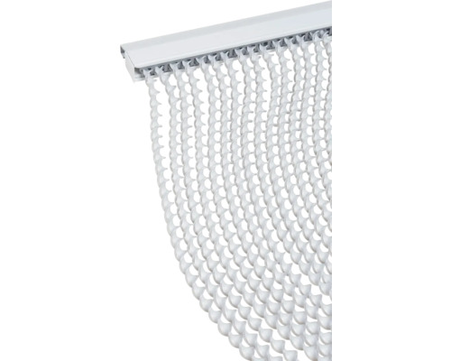 Decoratieve lamellenstores met spiraalvormige kunststofelementen aan een rail