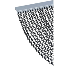 Zwart kettinggordijn met grijze steun