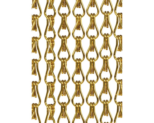 Goudkleurig kettinggordijn in detail