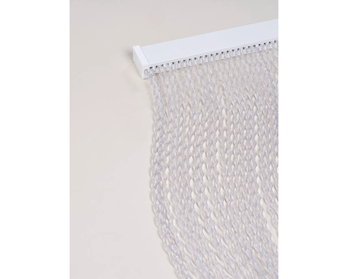 Decoratief gordijn met draden en witte steun