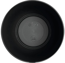 Zwarte plastic bloempot van bovenaf