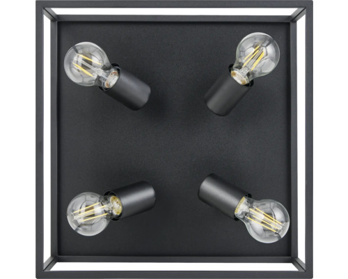 Vierkante plafondlamp met vier gloeilampen