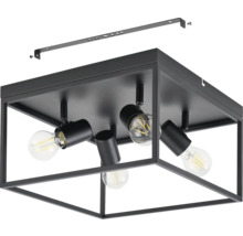 Zwarte plafondlamp met vier lampen en montagemateriaal
