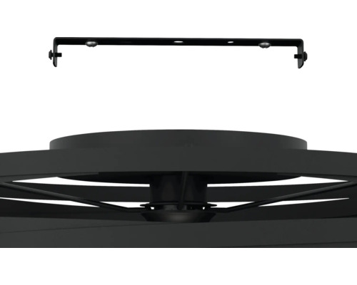 Plafondbeugel en plafondventilator detailweergave