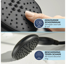 Douchekop met Speedclean functie voor eenvoudige reiniging en Shockproof ter bescherming tegen schade.