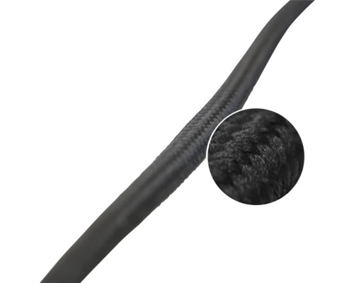 Elektrokabel met textielommanteling en detailaanzicht van de textielstructuur