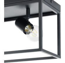 Plafondlamp met zwart frame en heldere gloeilamp