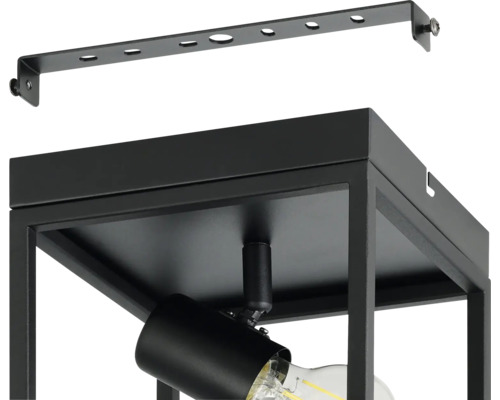 Detailopname van een plafondlamp met montagebeugel