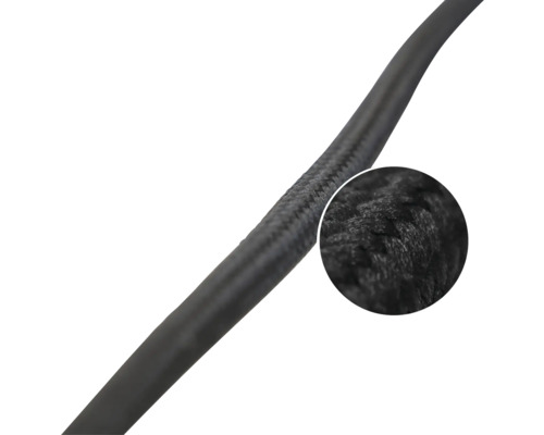 Zwarte textielkabel met detailweergave