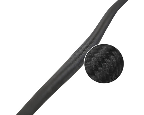 Close-up van een zwarte kabel met textuur