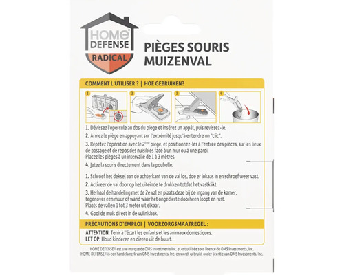 Home Defense Radikal muizenval verpakking met gebruiksinstructies