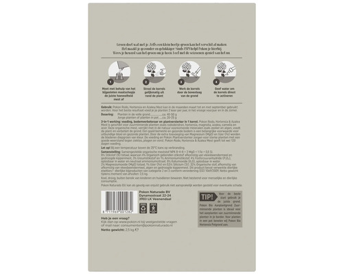 Instructies en informatie over het gebruik van Pokon Rodo, Hortensia en Azalea Mest