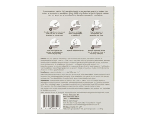 Instructies voor het gebruik van Pokon Kale Plekken Hersteller voor gazonherstel