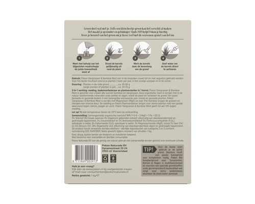 Instructies voor het gebruik van Pokon siergrassen en bamboemest