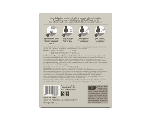 Pokon Conifeer & Taxus Mest gebruiksaanwijzing en dosering