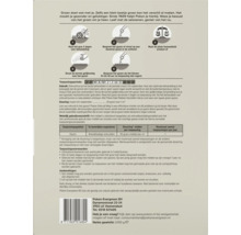 Productinformatie voor Pokon gazonmest met onkruidverdelger met stappenplan, doseringstabel, kalender en veiligheidsvoorschriften.