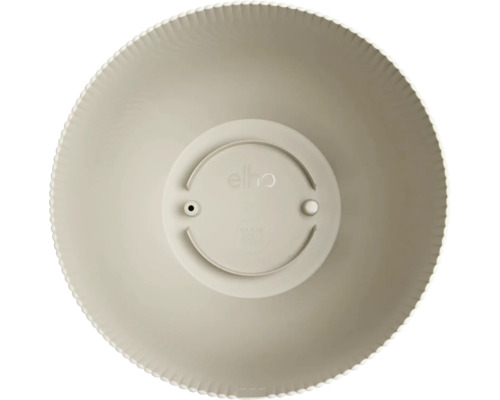 elho kunststof bloempot, bovenaanzicht van de binnenkant met geribbelde rand en afwateringsgat.