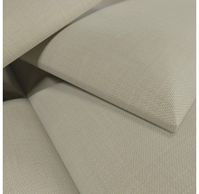 Detailopname van een beige geweven stof met een gestructureerd oppervlak.