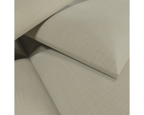 Detailopname van een beige geweven stof met een gestructureerd oppervlak.