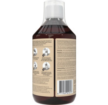 Achteraanzicht van een fles Pokon Bio Kuur voor planten met gebruiksaanwijzing en streepjescode op het etiket.