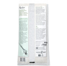 Achterzijde van een verpakking Pokon Perliet voor luchtige bodem en drainage, met RHP-keurmerk, gerecycled materiaal en instructies.