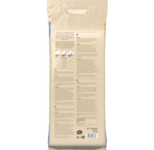 Achterzijde verpakking Pokon Bio Tuinmest 10 kilogram met doseerinstructies, ingrediënten, symbool voor biogebaseerde verpakking en barcode.