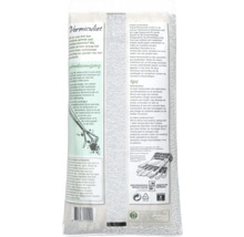 Achterzijde van de Pokon Vermiculiet verpakking met gebruiksaanwijzing, tips voor zaaien en planten, voorzorgsmaatregelen en recyclinginformatie.