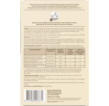 Achterzijde verpakking Pokon Tegen Slakken met gebruiksaanwijzing, doseringstabel en barcode.