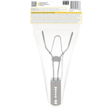 Mollenvangklem van metaal met getande kaken en ketting in transparante verpakking met gebruiksaanwijzing.