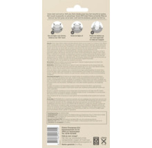 Achterkant van de Pokon mierenlokdoos verpakking met instructies in drie stappen, gebruiksinformatie, veiligheidsmaatregelen en recyclingsymbolen.