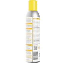 Insectenspray Home Defense Vlooien tegen vlooien in zilveren spuitbus met gele dop en productinformatie op de achterzijde.