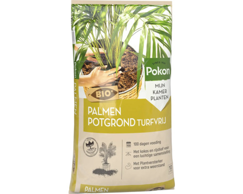 Pokon Bio Palmen Potgrond turfvrij 10 liter zak voor kamerplanten en palmen met kokos en rijstkaf