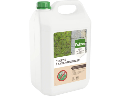 Pokon Groene Aanslagreiniger 5 liter jerrycan voor het reinigen van terrassen, bestrating en muren, geschikt voor 50 vierkante meter.