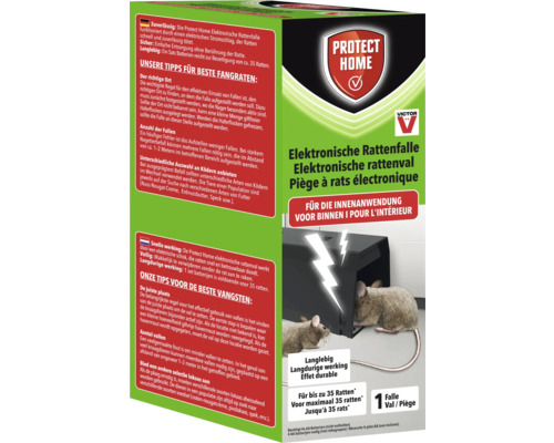 Verpakking van de Protect Home elektronische rattenval voor binnenshuis, doodt door elektrische schok, voor maximaal 35 ratten.