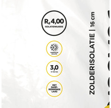 Technische specificaties voor zolderisolatie: RD-waarde 4,00, thermische isolatie, 3,0 vierkante meter per pak, met dampremmende laag, 16 centimeter dik.