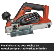 Einhell accu-schaafmachine met parallelaanslag voor recht en nauwkeurig schaafwerk.