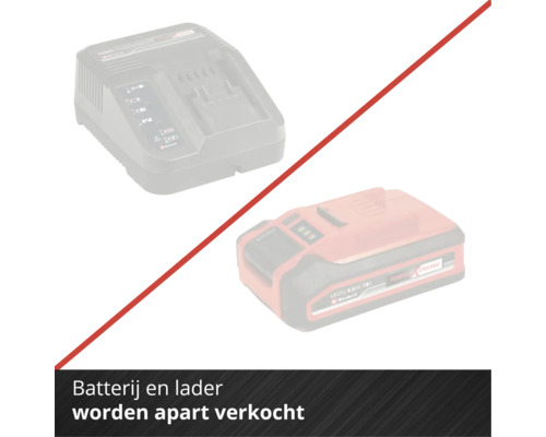 Einhell Power X-Change accu en lader worden apart verkocht.