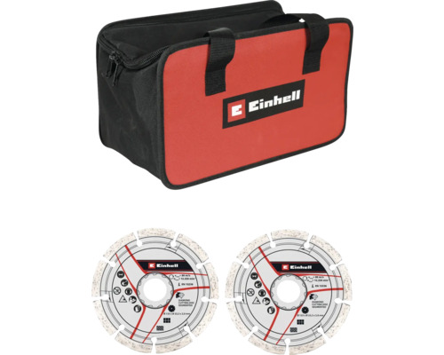 Einhell gereedschapstas met twee gesegmenteerde diamantdoorslijpschijven, diameter 125 millimeter.