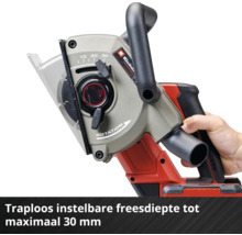 Muurfrees met traploos instelbare freesdiepte tot maximaal 30 millimeter, Einhell Logo.
